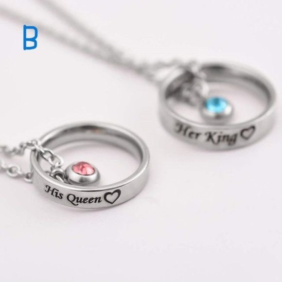 New Matching Necklaces for Couples, His and Hers Engraved Ring Pendant - Picture 2 of 9